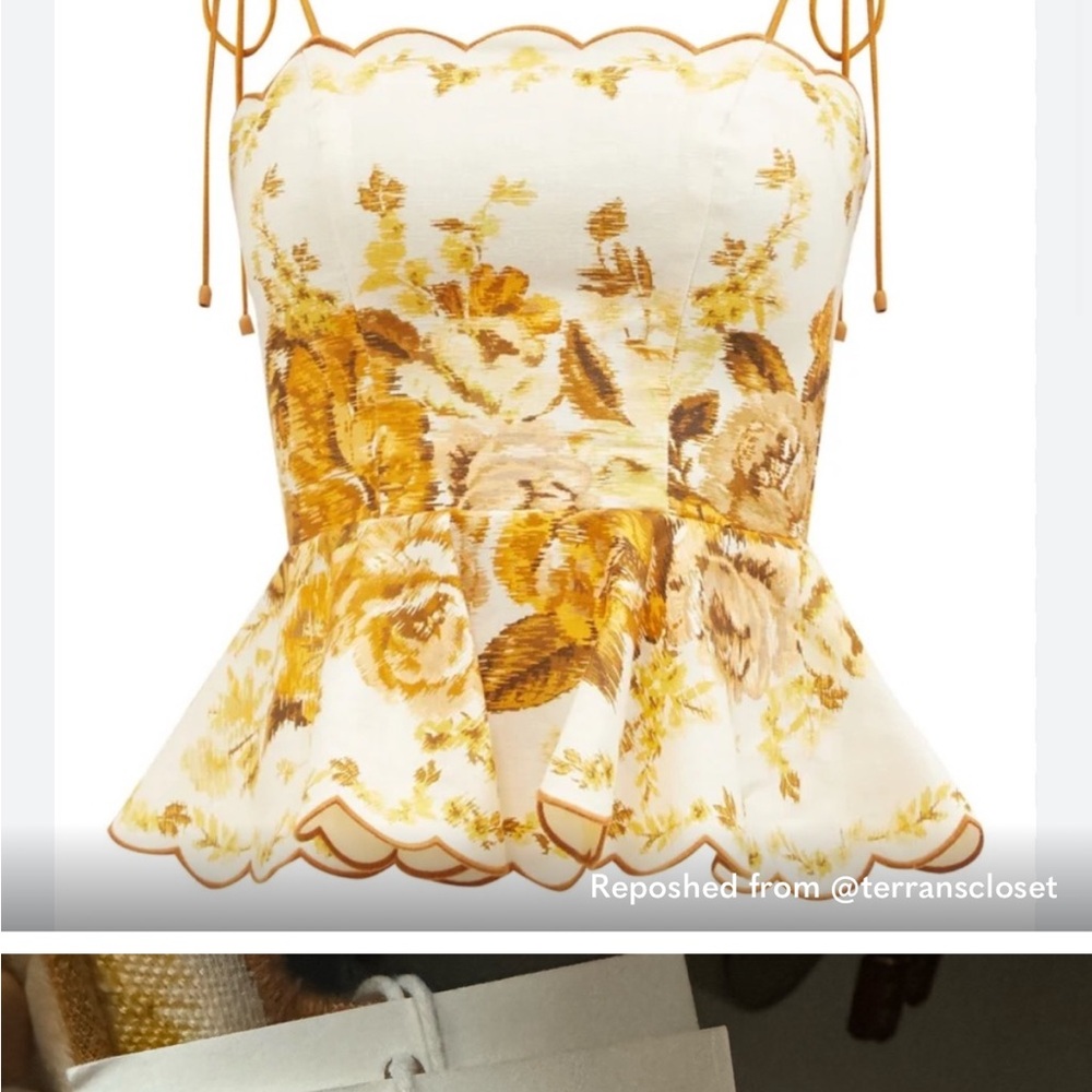 Zimmermann NWT Aline Scallop Floral Peplum Top szAU 2 US 6/8 - Picture 2 of 6